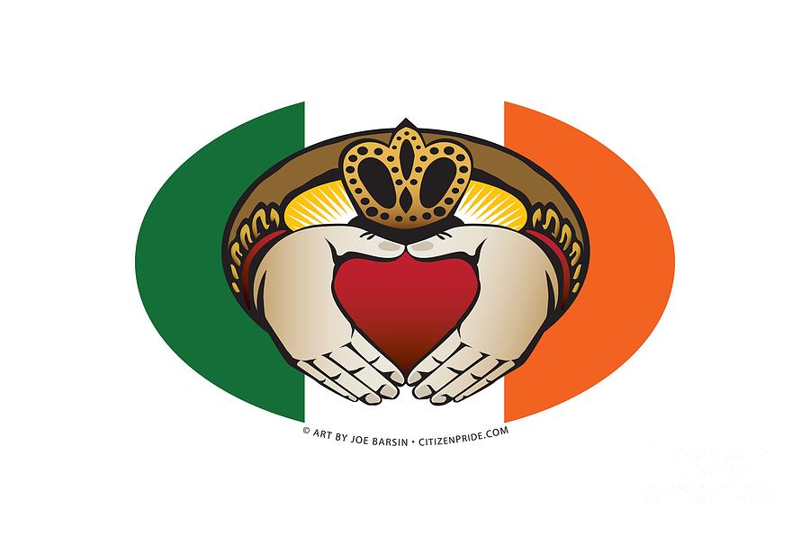 Irish Claddagh Crest Oval Digital Art by Joe Barsin