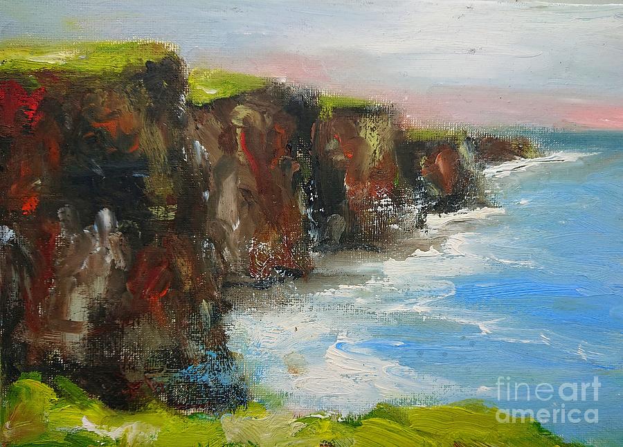 Irish cliffs of moher painting  Painting by Mary Cahalan Lee - aka PIXI
