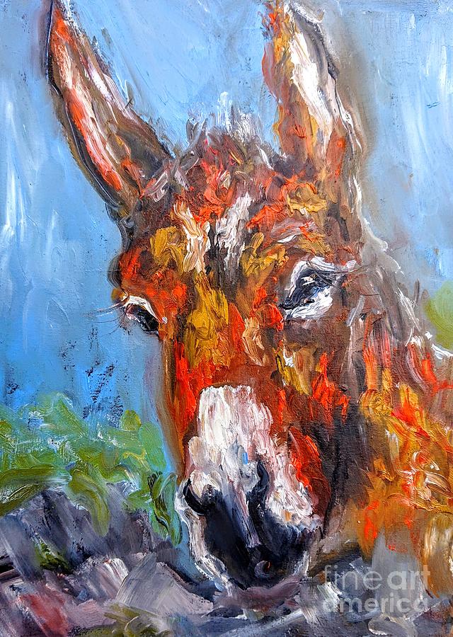 Jenny the Banshee donkey Painting by Mary Cahalan Lee - aka PIXI