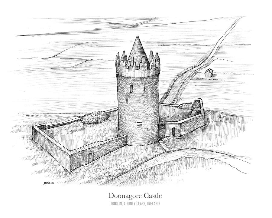 Irish Doonagore Castle Drawing