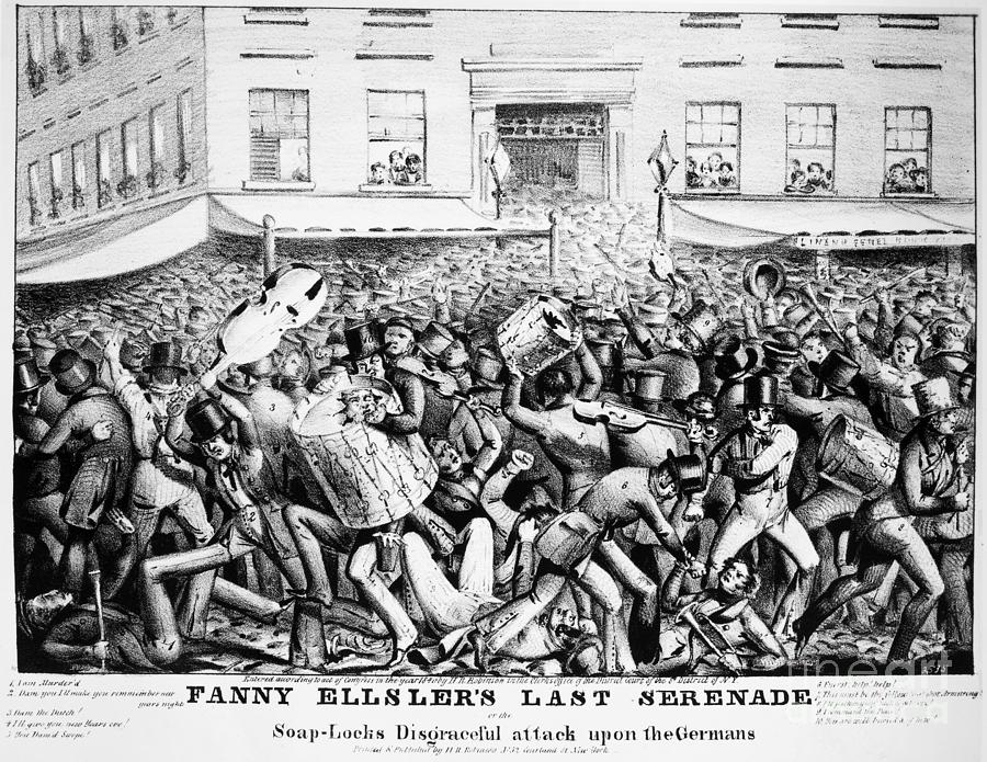 Irish-german Riot Cartoon, 1840 Drawing by Granger