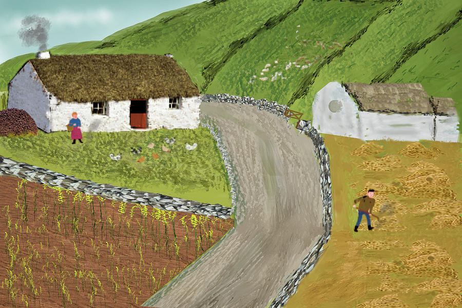 Irish Landscape Digital Painting Of A Rural Scene Painting