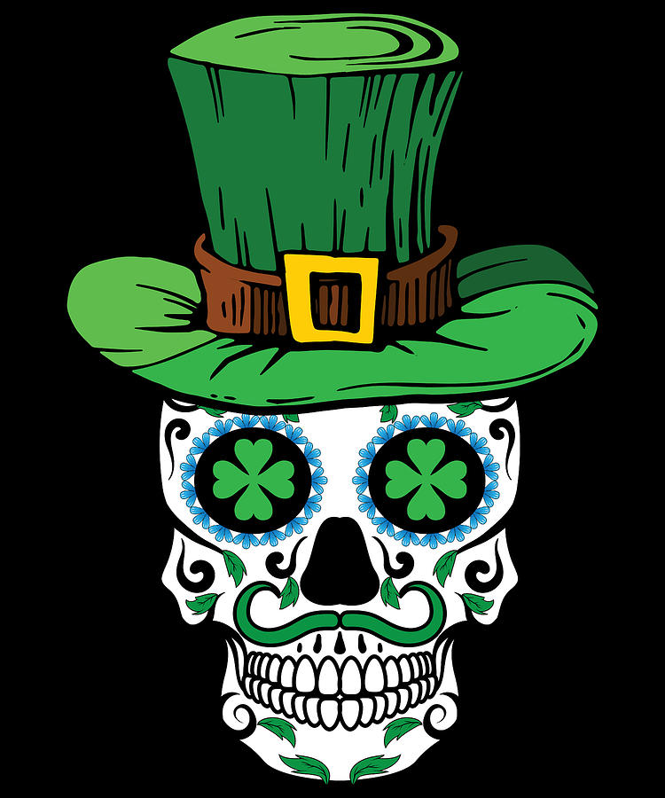 Irish Sugar Skull Day of the Dead St Patricks Day Digital Art by ...