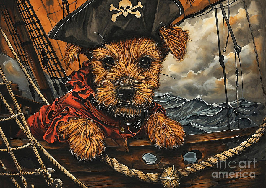 Irish Terrier Swashbuckler A Puppy's High-Seas Adventure in Ink Drawing ...