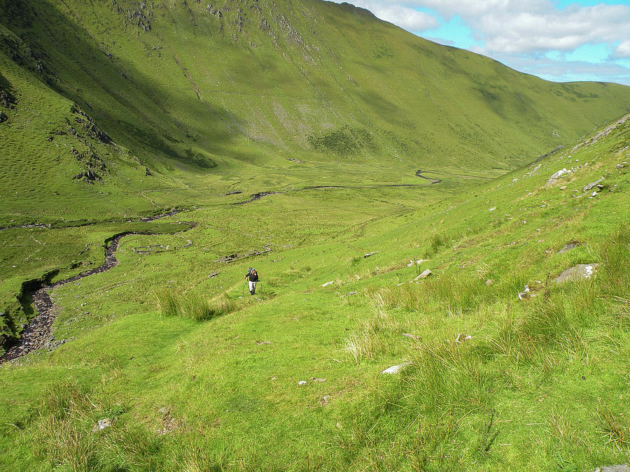 Irish Valley With Trekkers Photograph by Steve Templeton