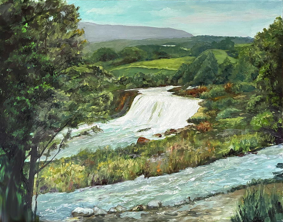 Irish Waterfall Painting by Sandra Nardone
