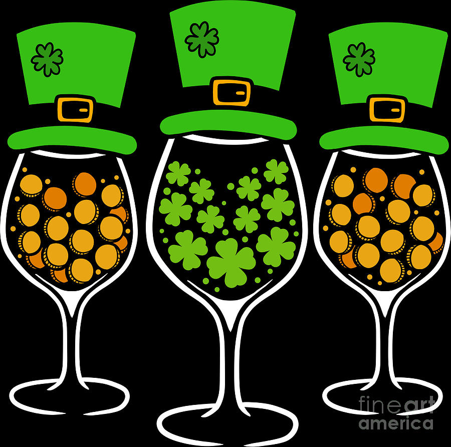 Irish Wine Lover St Patricks Day Clover Holiday by Haselshirt