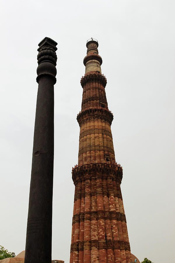 Iron Pillar And Qutab Minar, Delhi Photograph