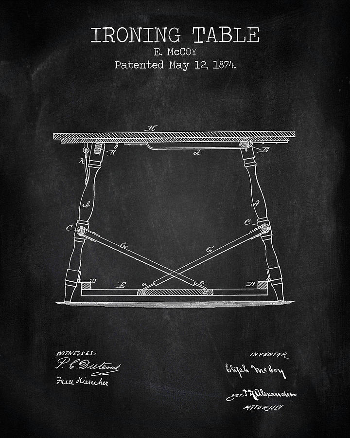 Vintage Digital Art - Ironing table chalkboard patent by Dennson Creative