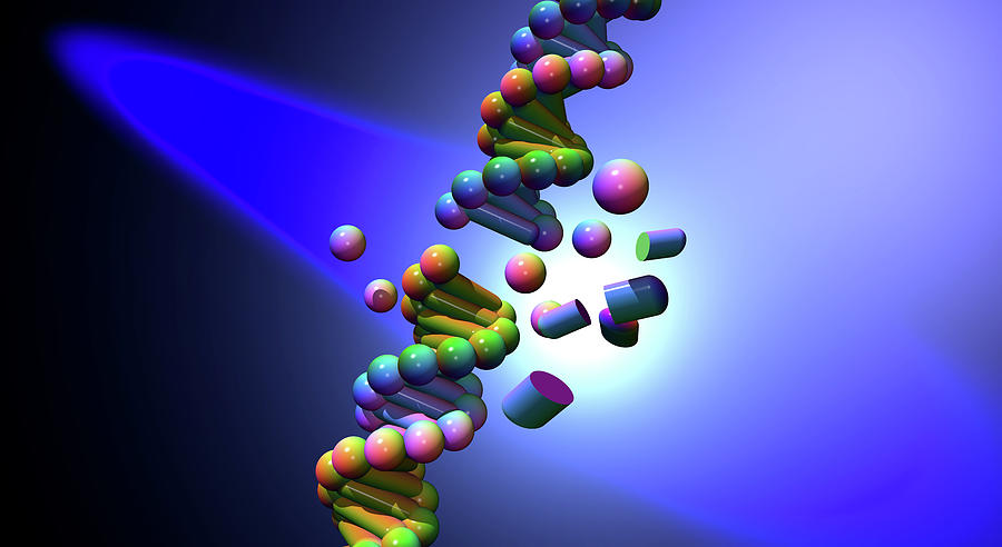 Irradiation of DNA Digital Art by Russell Kightley