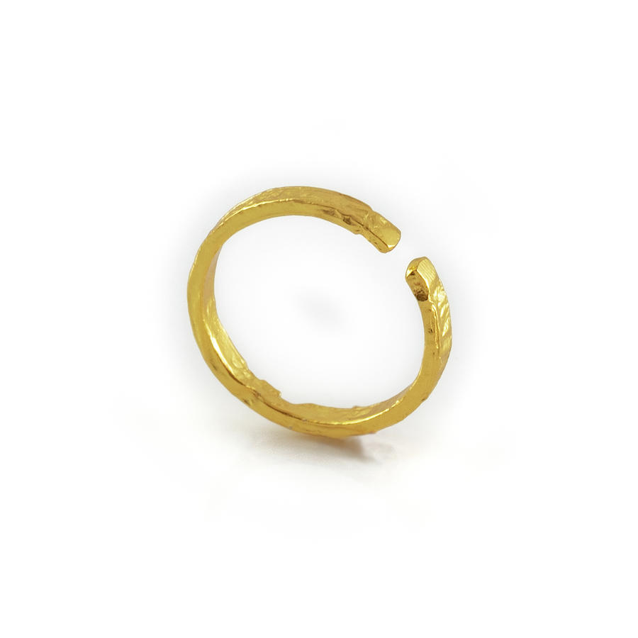 Irregular adjustable rotating golden ring isolated on white back ...