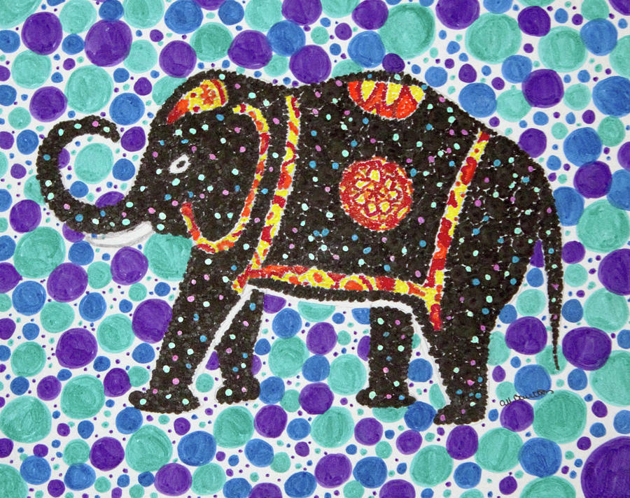 Irrelephant Bright Pen and Ink Circles Drawing of an Elephant Drawing by Ali Baucom