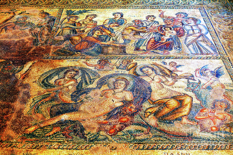 Birth of Dionysos Mosaic at the Paphos Archaeological Park Photograph by John Rizzuto