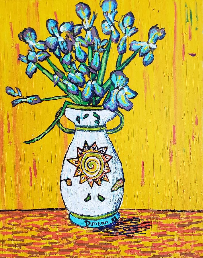 Irises In A Vase Painting by Stefan Duncan