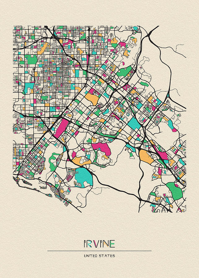 Irvine California City Map Inspirowl Design 