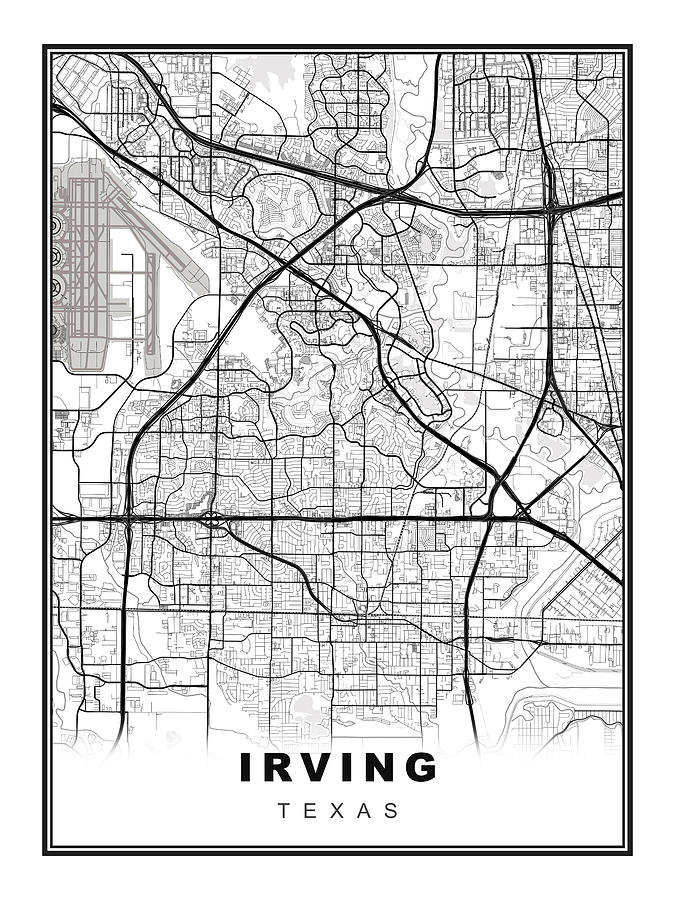 Irving Map Digital Art by Ipsita Das - Fine Art America