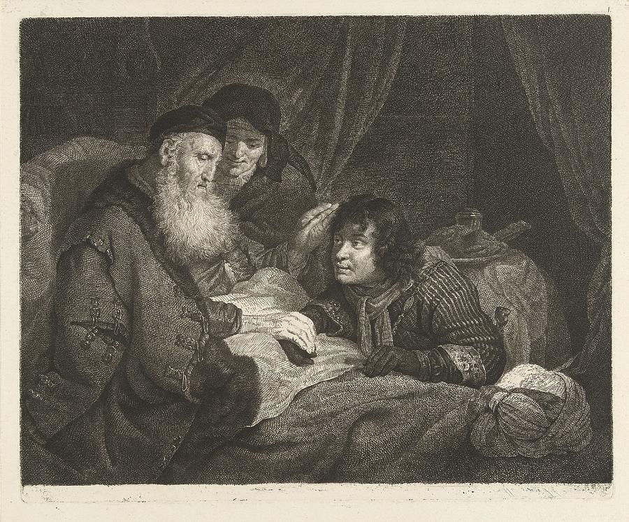 Isaac Blessing Jacob, Johannes Pieter de Frey, after Govert Flinck ...