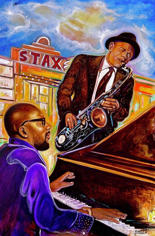 Isaac hayer and Kirk whalum live Painting by Emery Franklin
