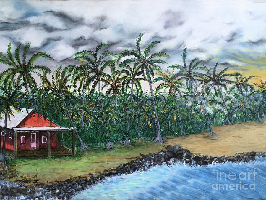 Isaac KepoOkalani Hale Beach Park Pohoiki, Hawaii Painting by Michael Silbaugh