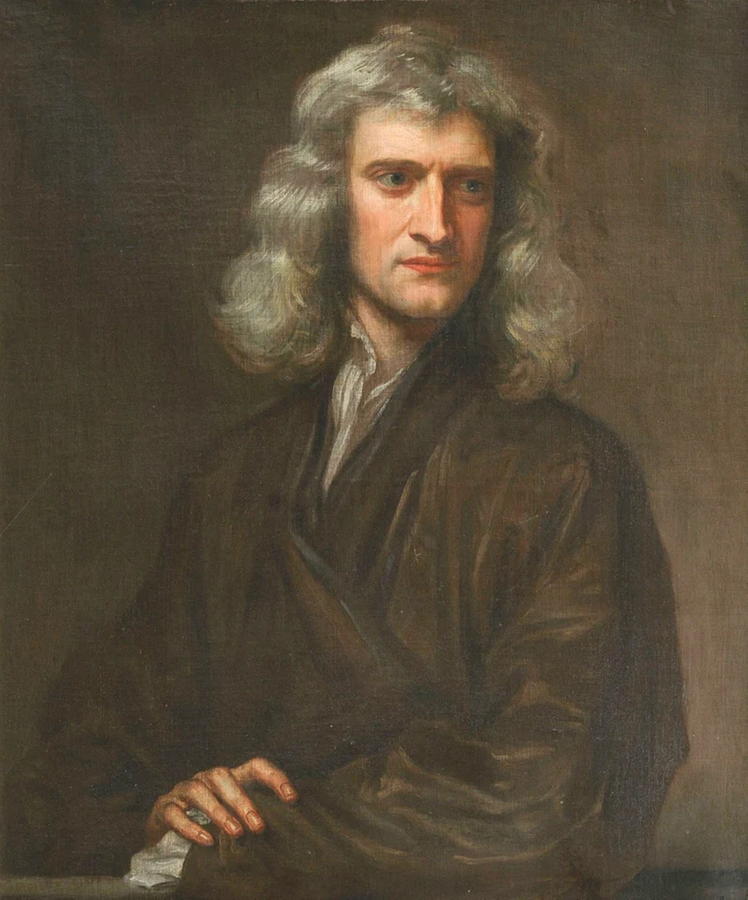 Space Painting - Isaac Newton Portrait by Restored Vintage Shop