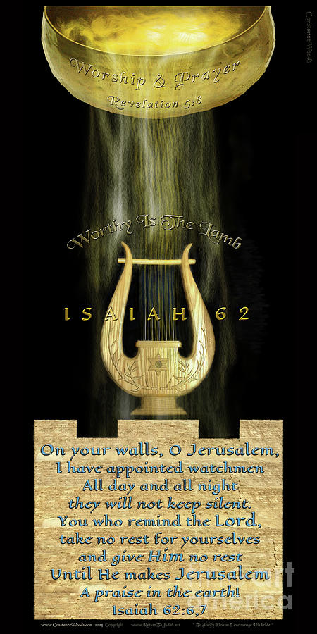 Isaiah 62 Harp and Bowl Banner - email for current info Digital Art by Constance Woods