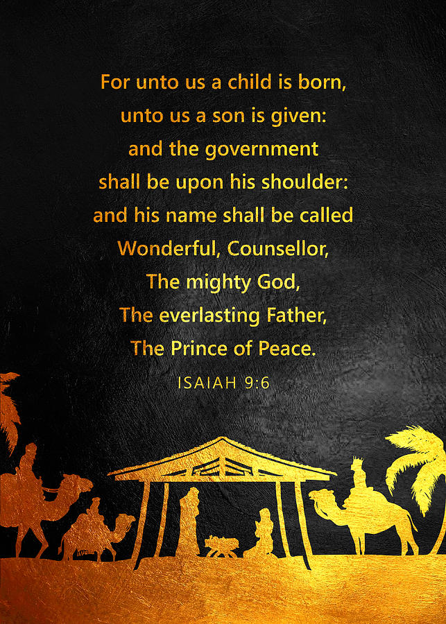 Isaiah 9 6 Bible Verse - Christmas Digital Art by AB Concepts