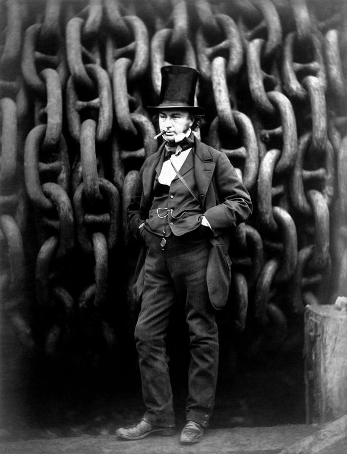 Isambard Kingdom Brunel With Launching Chains Of The SS Great Eastern - 1857 Photograph by War Is Hell Store