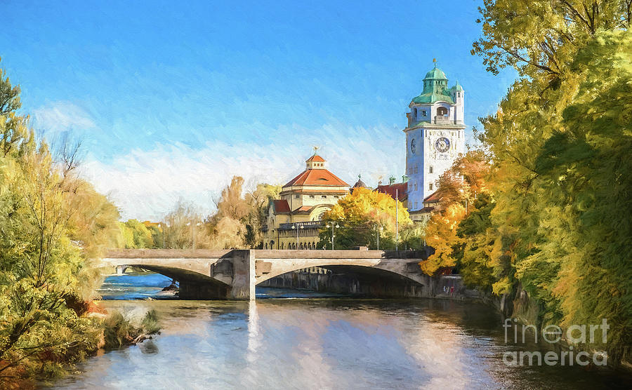 Isar River and Mullersches Volksbad, Munich, Germany Photograph by Philip Preston