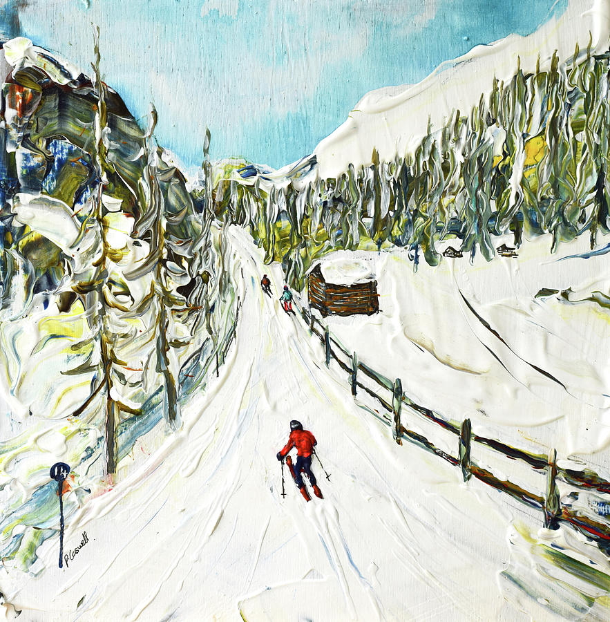 Ischgl Silvretta Ski Poster Ski Print Painting by Pete Caswell