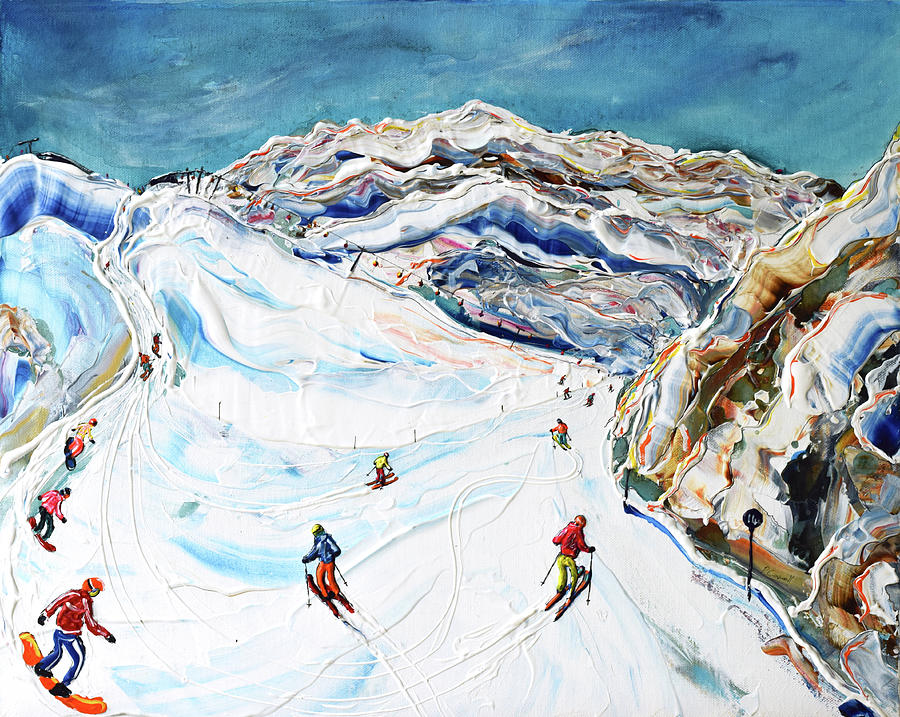 Ischgl Ski Poster Ski Print Painting by Pete Caswell