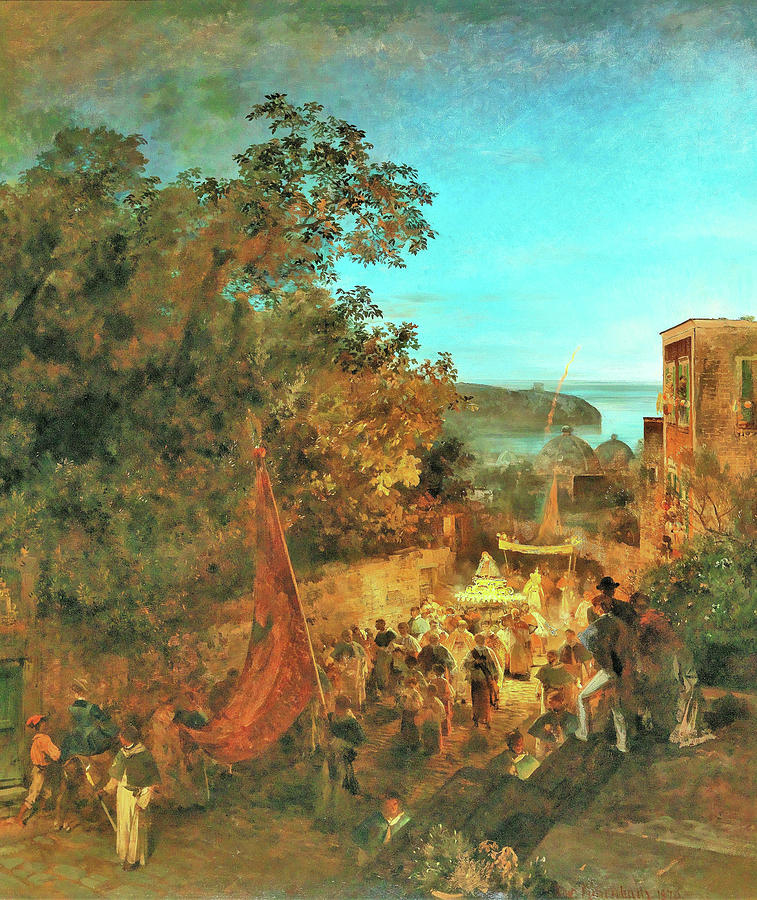 Oswald Painting - Ischia - Feast of St Anne, Casamicciola - Digital Remastered Edition by Oswald Achenbach