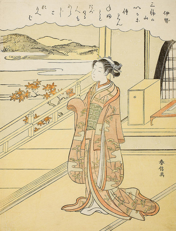 Ise, from an untitled series of Thirty-Six Immortal Poets Relief by Suzuki Harunobu