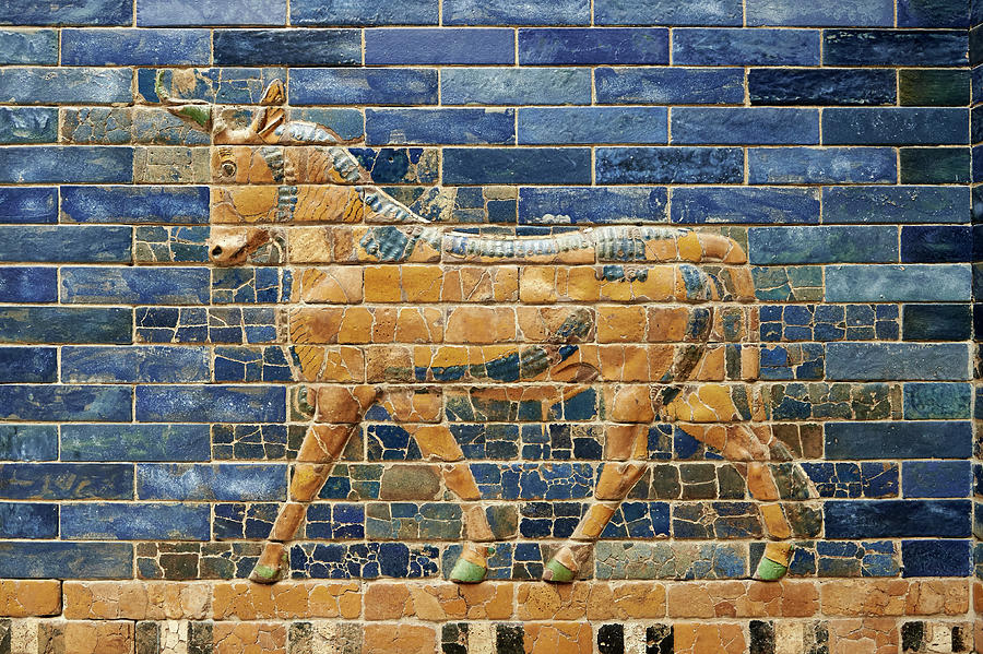 Ishtar Gate tile panel -  604-562 BC Babylon - Pergamon Museum, Berlin Photograph by Paul E Williams