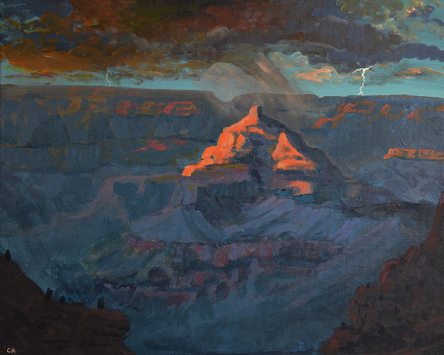 Isis Temple Sunset Storm, Grand Canyon AZ Painting by Chance Kafka