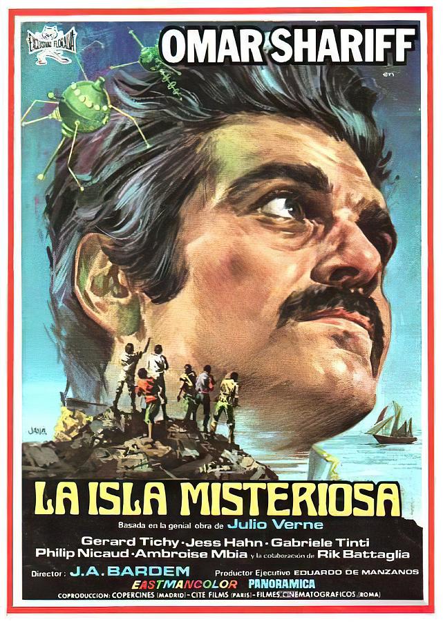 Omar Sharif Mixed Media - Isla Misteriosa y el capitan nemo la, 1973 - art by Jano by Movie World Posters