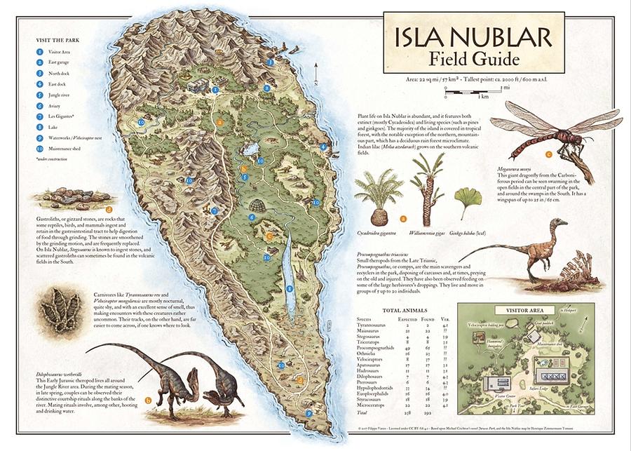 Isla Nublar Field Guide Jurassic Park map Digital Art by Gene Bradford