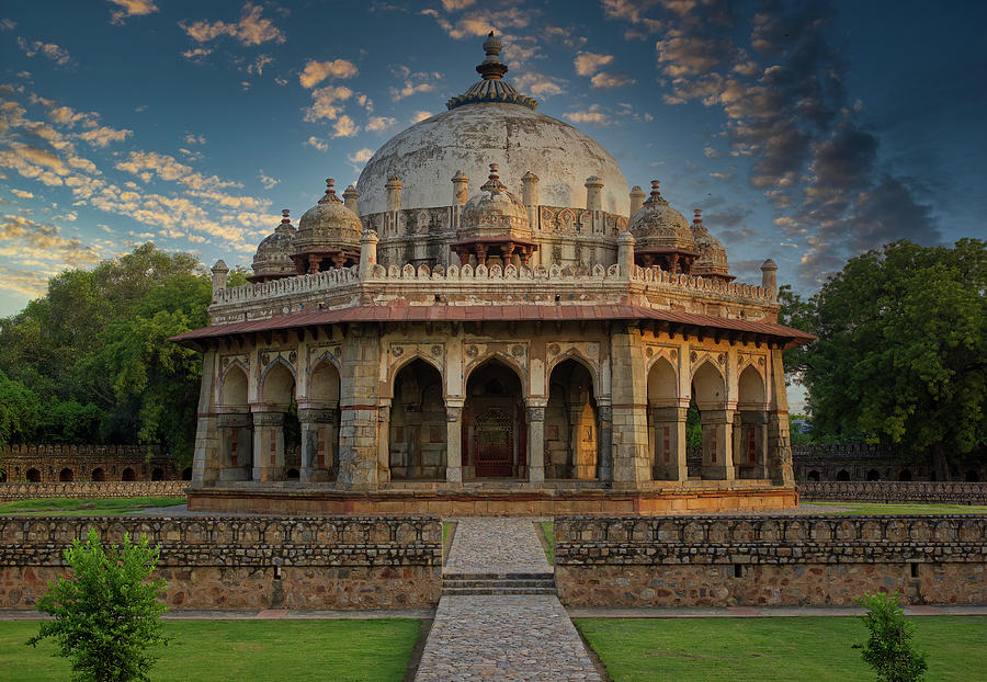 Islamic architecture tomb in Lodhi garden against dramatic sunset located in New Delhi, India Photograph by Arpan Bhatia