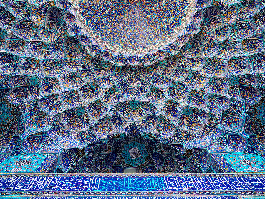 Islamic Patterns and Mosaics, Decorative Vaulting in the Iwan Entrance of Emam Mosque, Isfahan, Iran Photograph by Marco Ferrarin