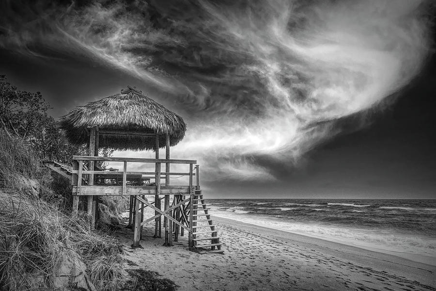 Island Attitude at the Beach Black and White Photograph by Debra and Dave Vanderlaan