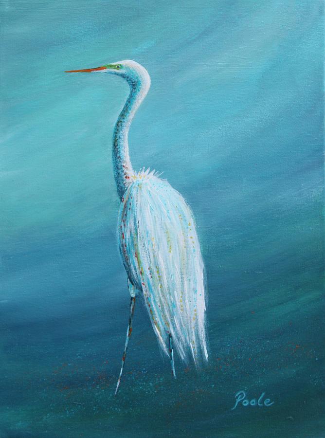 Island Egret Painting by Pamela Poole