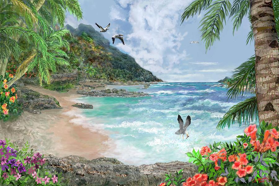 Flower Digital Art - Tropical Island Beach by Marilyn Cullingford