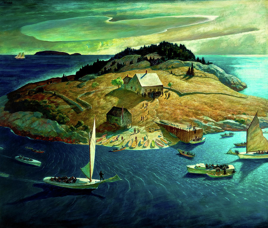 Boat Painting - Island Funeral by N C Wyeth
