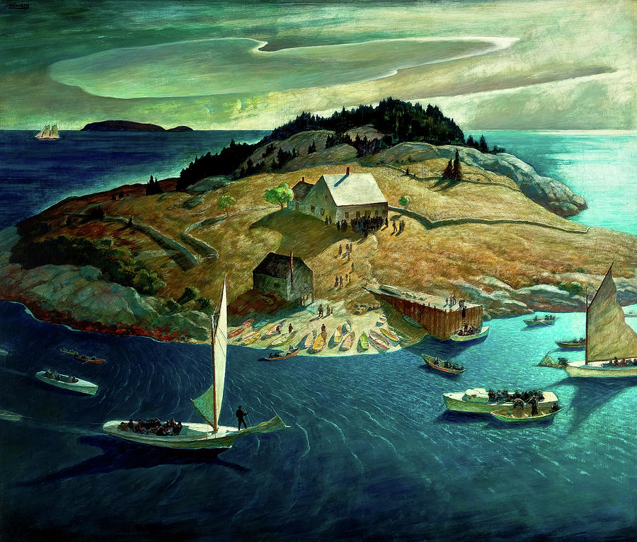 Boat Painting - Island Funeral by Newell Convers Wyeth