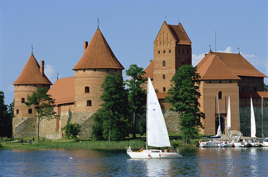 Island Gothic Castle, Lake Galve, Trakai, Lithuania Photograph by Dallas and John Heaton