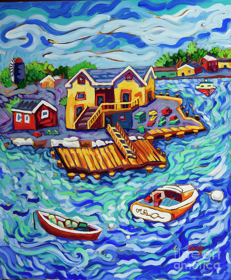 Island Harbor Painting by Cathy Carey