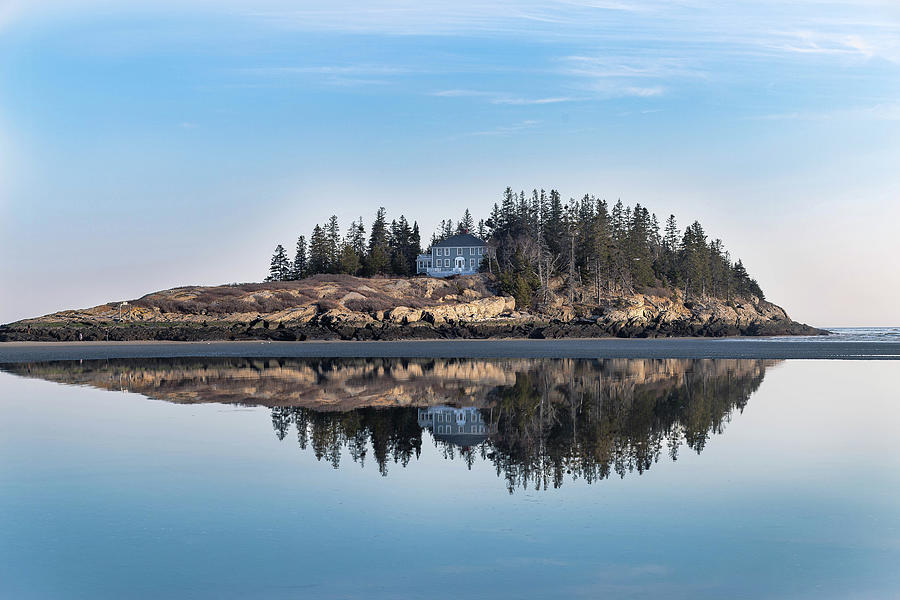 Mirror Photograph - Wood Island reflection by Nick Turcotte