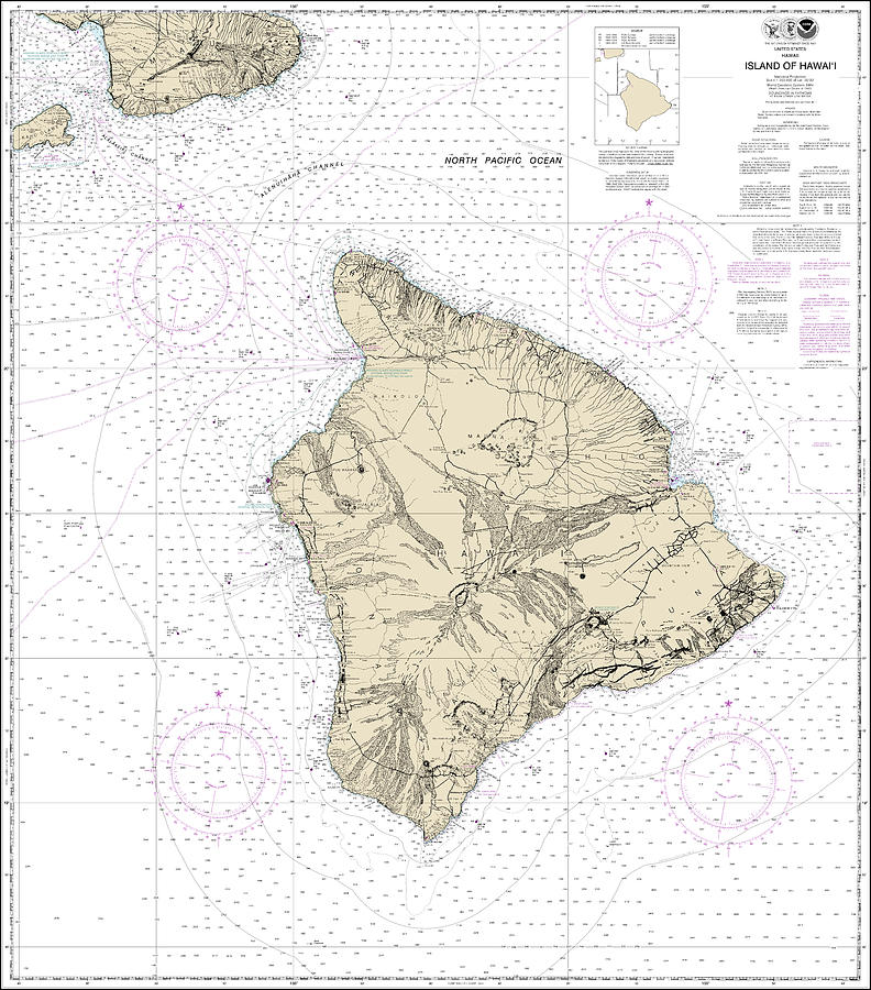 Island Of Hawaii Nautical Chart 19320 No Borders Digital Art by John ...