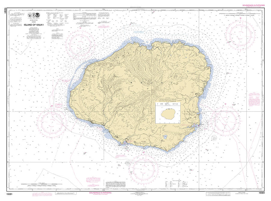 Island Of Kauai Hawaii, Noaa Chart 19381 Digital Art by Nautical