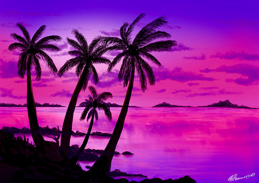 Island Sunset Painting by Becky Herrera