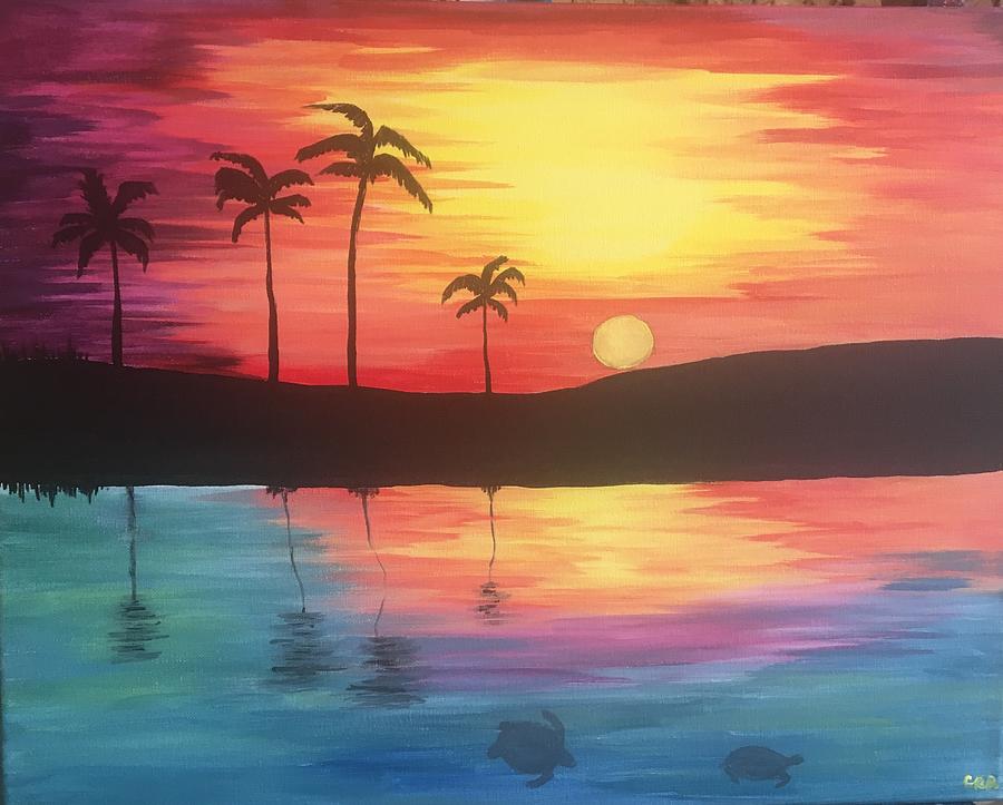 island sunset painting